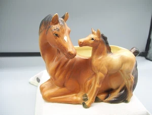 Maceta de cerámica vintage marrón con potro potro potro Japón - Imagen 1 de 10