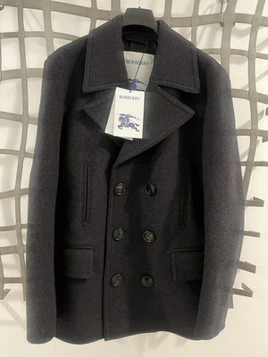 Nuevo ABRIGO DE LANA DE ARÁNDANO GUISANTE Doble Pecho Para Hombre Talla US 46 EU 56 Gris Oscuro Foto 1 de 4