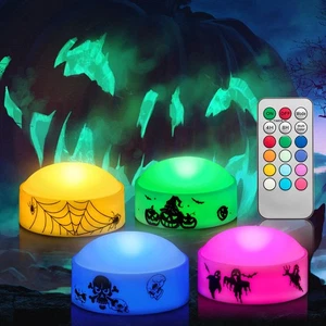 4 Stück farbwechselnde Halloween LED Kürbis Kerzenlichter mit Fernbedienung und - Bild 1 von 1