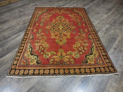 Геометрический винтажный турецкий ковер ручной работы анатолийский турецкий деревенский ковер 4,4 x 6,3 фута - Изображение 1 из 4