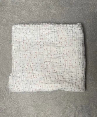 aden + anais Baby Blanket Tiny Pink Gray Heart White Cotton Muslin Swaddle Lovey - Изображение 1 из 4