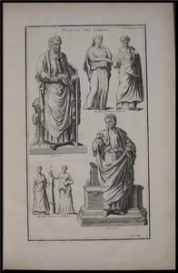 Conjunto estampado antiguo 1719 tela moda griego antiguo - Imagen 1 de 1