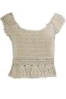 Rixo Cropped Crochet Knit Cotton Top Uk 8
