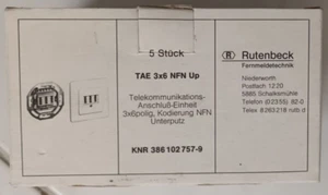 5 x RUTENBECK FERNMELDETECHNIK - TAE 3x6 POLIG, KODIERUNG NFN, KOMPLETTER KARTON - Bild 1 von 3