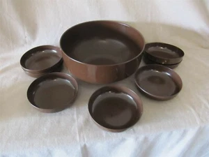 VINTAGE ROSTI ENMARK MEPAL MELAMINE DESIGN BY SOREN ANDERSEN BROWN SALAD SET VGC - Picture 1 of 9
