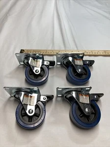 4 Metal Swivel Plate Caster Heavy Duty 3 inch Wheel With Brakes Brand New - Picture 1 of 12