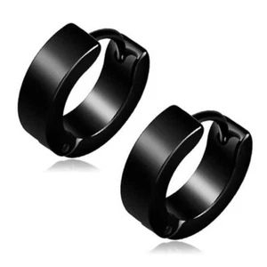 Zense - Men's black hoop earrings ZE0062 - Picture 1 of 5