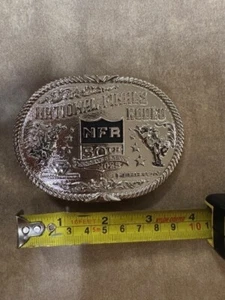NEW!! 2025 "Adult" Silver Colored Hesston National Finals Rodeo Belt Buckle - Picture 1 of 4