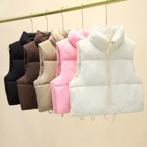 Kurze Ärmellose Weste für Damen mit Stehkragen und Zipper - Bild 1 von 13