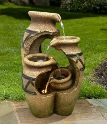 Solarbrunnen Kreta Solarspringbrunnen Kaskade Brunnen Solar-Brunnen - Bild 1 von 4