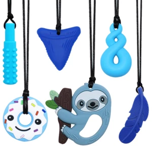 6 Pack Sensory Chew Necklace Silicone for Kids with ADHD Autism Anxiety - Chewy - Picture 1 of 7