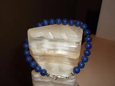 PULSERA HOMBRE HECHA A MANO 9 3'4" 8 MM AZUL LAPISLÁZULI CUENTAS  Foto 1 de 4