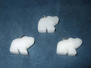 - Ciondolo Pietra Cristalloterapia - ELEFANTE STIL. QUARZO BIANCO - Picture 1 of 1