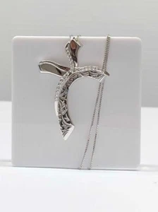 Collana pendente croce anniversario donna oro 750% diamante F/color fidanzamento - Foto 1 di 7