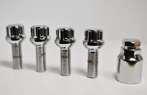 Set di 4 bulloni ruota di bloccaggio (Argento) filo M12 x 1,5, Filo 30 mm - Foto 1 di 2