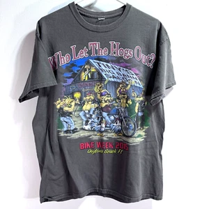 Camiseta Bike Week Daytona Beach 2015 talla grande ¿Quién dejó salir a los cerdos? Divertido - Imagen 1 de 8