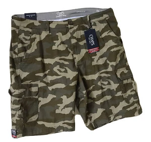 Chaps Mens Camouflage Stretch Cargo Shorts 32 ,34, 36 Inseam 10 in Camping Green - Picture 1 of 12