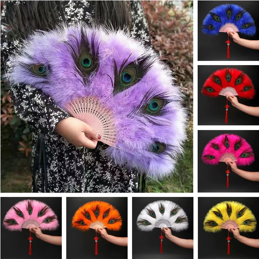 Ventaglio In Piume Marabù Stile Anni '20 - Pieghevole Per Feste, Matrimoni E Halloween, Rosso - Foto 2