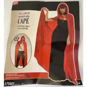 Devil Hooded Cape Robe Great PretendEars Devil Horns Headband Red Adult One Size - Picture 1 of 7