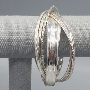 Pulseras Brazalete Entrelazadas Tono Plata Acabados Texturizados Múltiples Diseños - Imagen 1 de 6