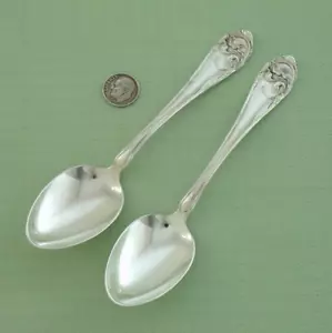 ONEIDA COMMUNITY Silverplate TWO 2 Teaspoon Tea Spoons FLOWER Fleur De Luce - Picture 1 of 4