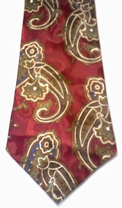 Don Loper Beverly Hills 100% silk red paisley 56"X4" classic pointed necktie - Picture 1 of 4