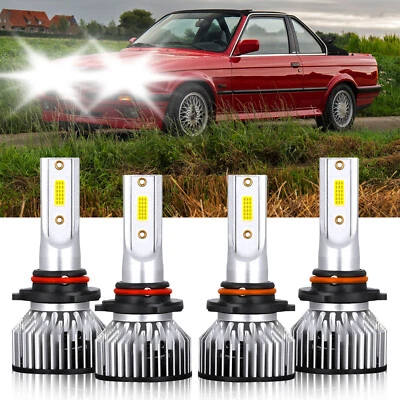 4Pcs 9005 9006 LED Headlight Super Bright Bulbs 6000K For BMW 325iX 1988-1989 - Image 1 of 4