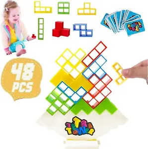 48PCS Board Games Tetra Tower Balance Stacking Toys Building Blocks For Kids