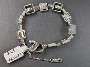 .925 Sterling Silver Contemporary 7.25" Bracelet - 48 grams - New Old Stock #B24 - Picture 1 of 2