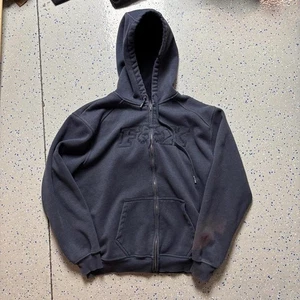 Fox Facing Gray Zip Up Hoodie Sherpa Lined Fleece Mens XL Hooded Jacket - Picture 1 of 8