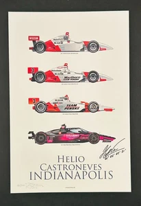 Helio Castroneves signed Four Time Indy 500 Winner 18x12 Limited Edition Print - Picture 1 of 3