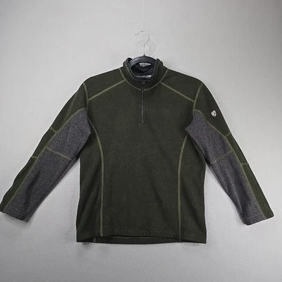 Suéter Kuhl juvenil tamanho M 10-12 verde lã manga longa 1/4 zíper pulôver Kashmira - Imagem 1 de 4