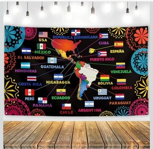 Decorazioni Mese Patrimonio Ispanico Striscione Latinoamericano Aula Spagnola... - Foto 1 di 4