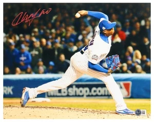 š„Aroldis Chapmanš„ Chicago Cubs Signed 2016 World Series 11x14 Photo Autograph - Picture 1 of 12