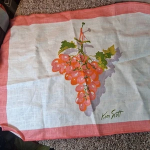 Mantel individual servilleta de lino vintage firmado por Ken Scott MCM - Imagen 1 de 6