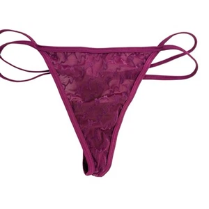 Vintage Victoria’s Secret Pink V Thong Panties Small Satin Double String - Picture 1 of 10