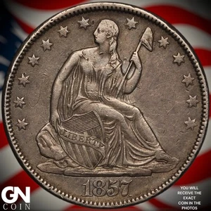 1857 P Seated Liberty Half Dollar Z8710 - Picture 1 of 2