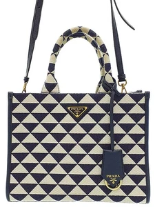 Prada Symbole Embroidered Fabric Small Handbag 1BA354 #T477 - Picture 1 of 9