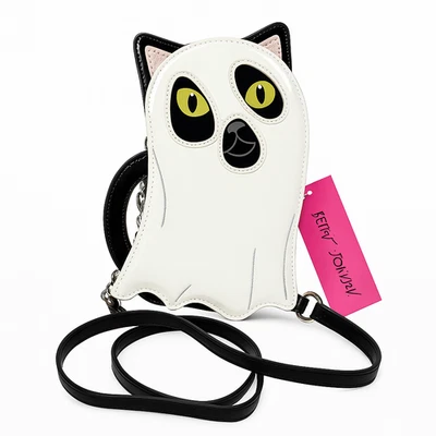 Bolso Bandolera Betsey Johnson Ghost Cat Brillante Charol Halloween Gatito Nuevo con Etiquetas Foto 1 de 4