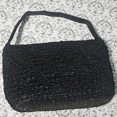 Bolso de hombro hecho a mano vintage MCM negro Rafia Forsum Foto 1 de 4