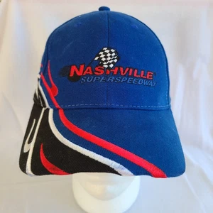 Vtg Nashville Superspeedway Promo Hat Black Red Blue Adjust Nascar Racing Cap - Imagen 1 de 13