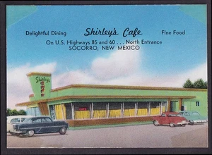 Shirley's Café US 86 & 60 Socorro NM business card 1950s - Picture 1 of 1