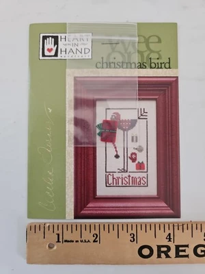 Heart in Hand CHRISTMAS BIRD Wee One X-Stitch Pattern & Button Cecilia Turner - Image 1 of 3