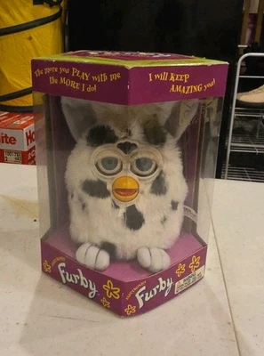 Vintage 1998 Original 1st Generation Dalmation Furby White with Black Spots - Image 1 of 4