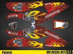 Kit Déco Quad / Atv Decal Kit Polaris Scrambler Trailblazer - Motor Skull Red - Picture 1 of 1