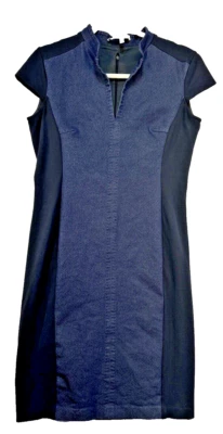 Max Mara 牛仔针织连衣裙短袖 10.5 码(欧盟 44 码)蓝色和黑色弹力 — 第 1/4 张图片