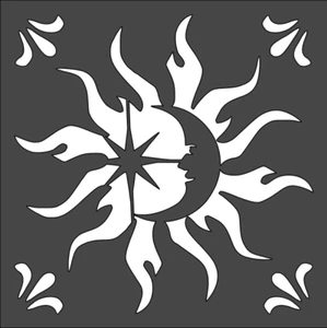 1- 5.5x5.5 inch Stencil, (VD-35) Sun Moon Stars (6mil) - Picture 1 of 2