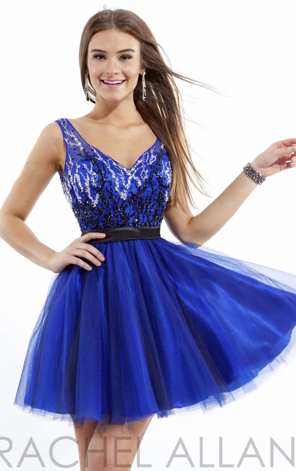 Nuevo con etiquetas Mini Vestido Con Cuentas Estrás de Rachel Allan Princesa Estilo 2788 Talla 4 Foto 1 de 1