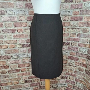 Jaeger Brown Skirt 12 Knee Length Straight Pencil Lined Wool - Picture 1 of 15