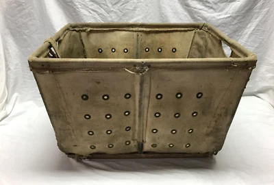 De Colección Tienda Industrial Lona Almacenamiento Steampunk Cesta de Lavandería Cubo Antiguo 1415-23B Foto 1 de 4